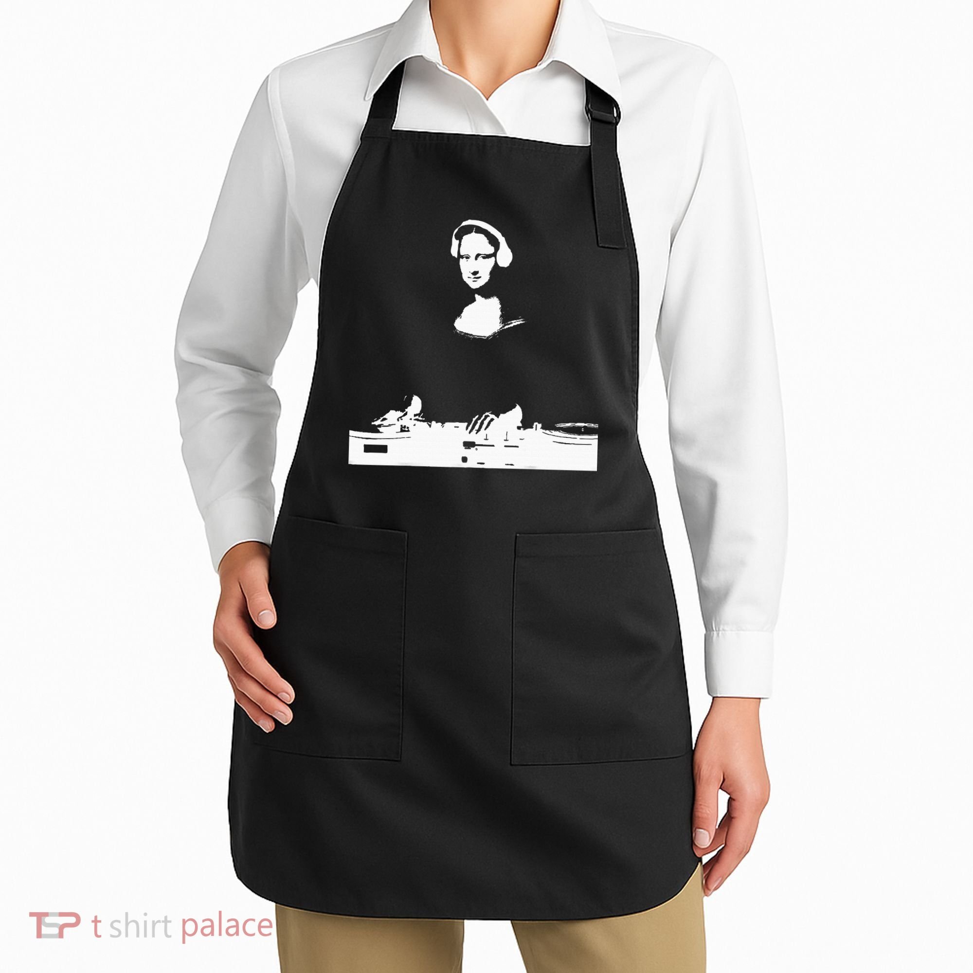 Mona Lisa Dj Art Funny Edm Techno Rave Music Apron