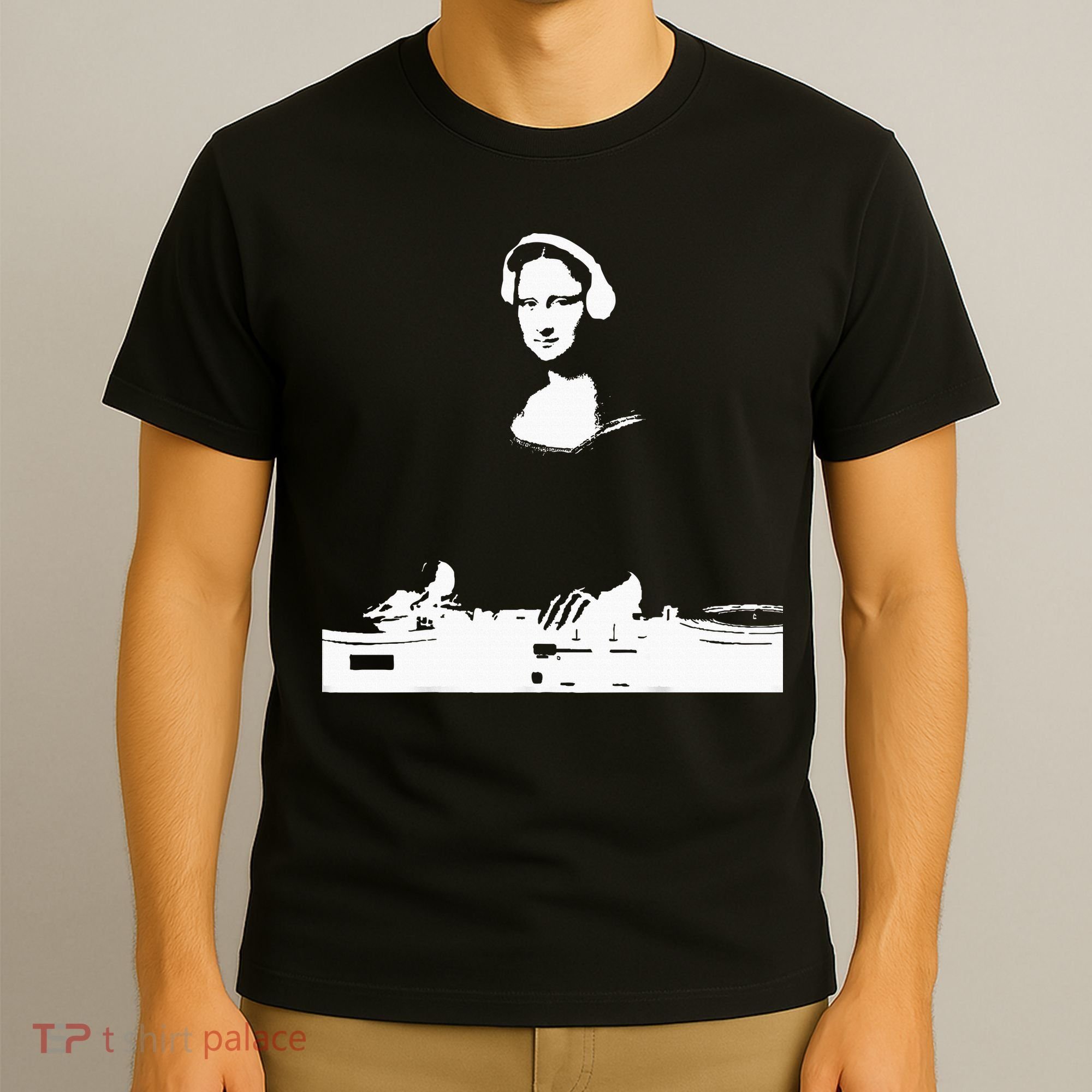Mona Lisa Dj Art Funny Edm Techno Rave Music T-Shirt