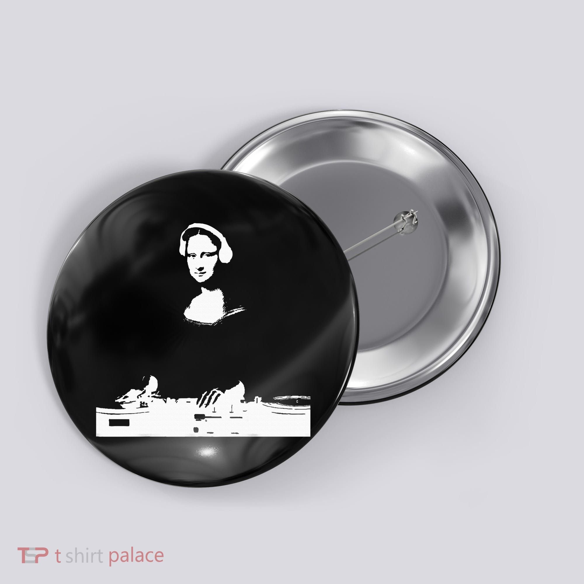 Mona Lisa Dj Art Funny Edm Techno Rave Music Button