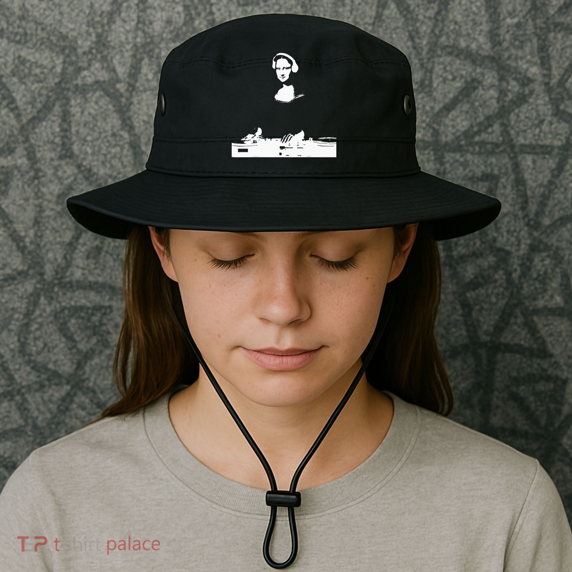 Mona Lisa Dj Art Funny Edm Techno Rave Music Bucket Hat