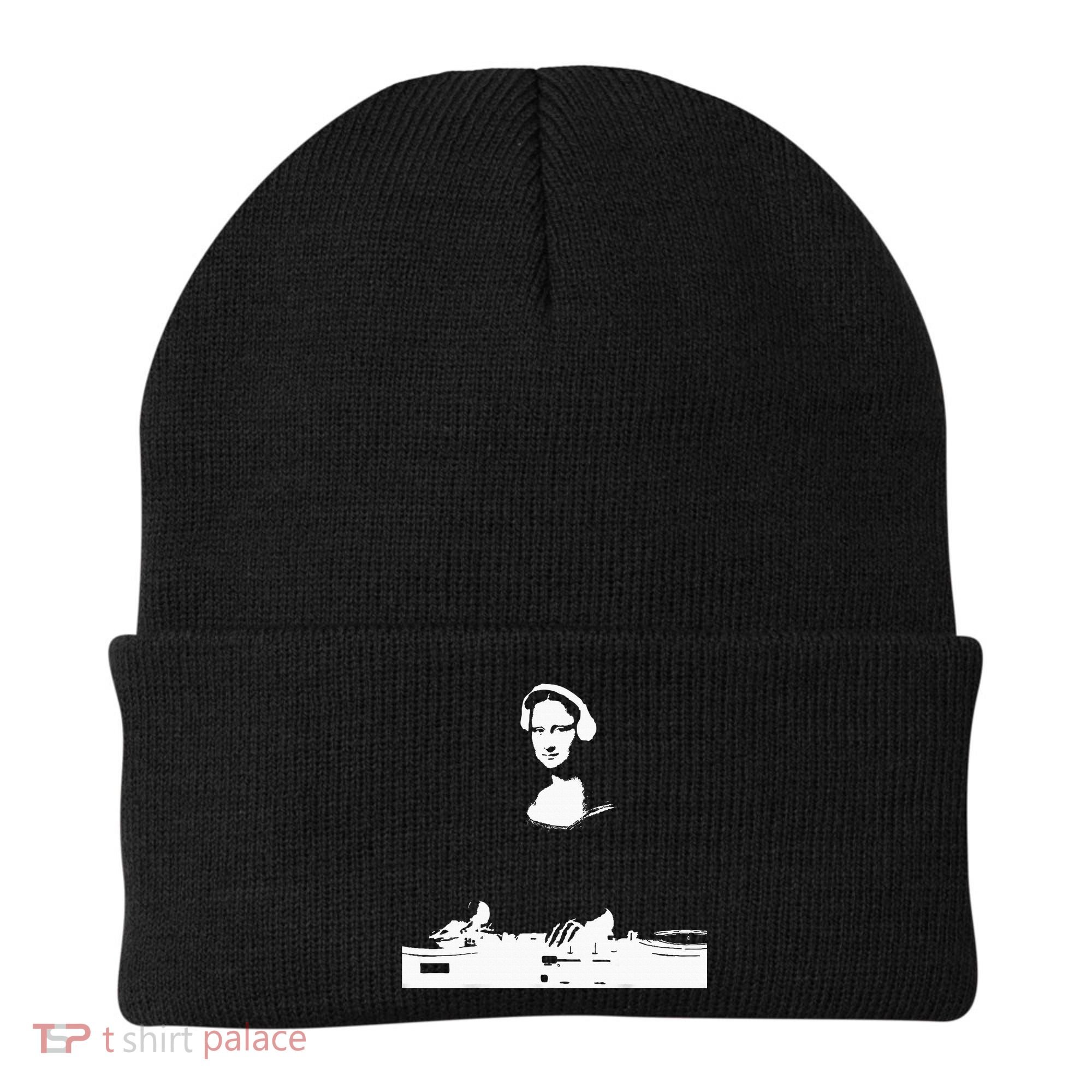 Mona Lisa Dj Art Funny Edm Techno Rave Music Beanie