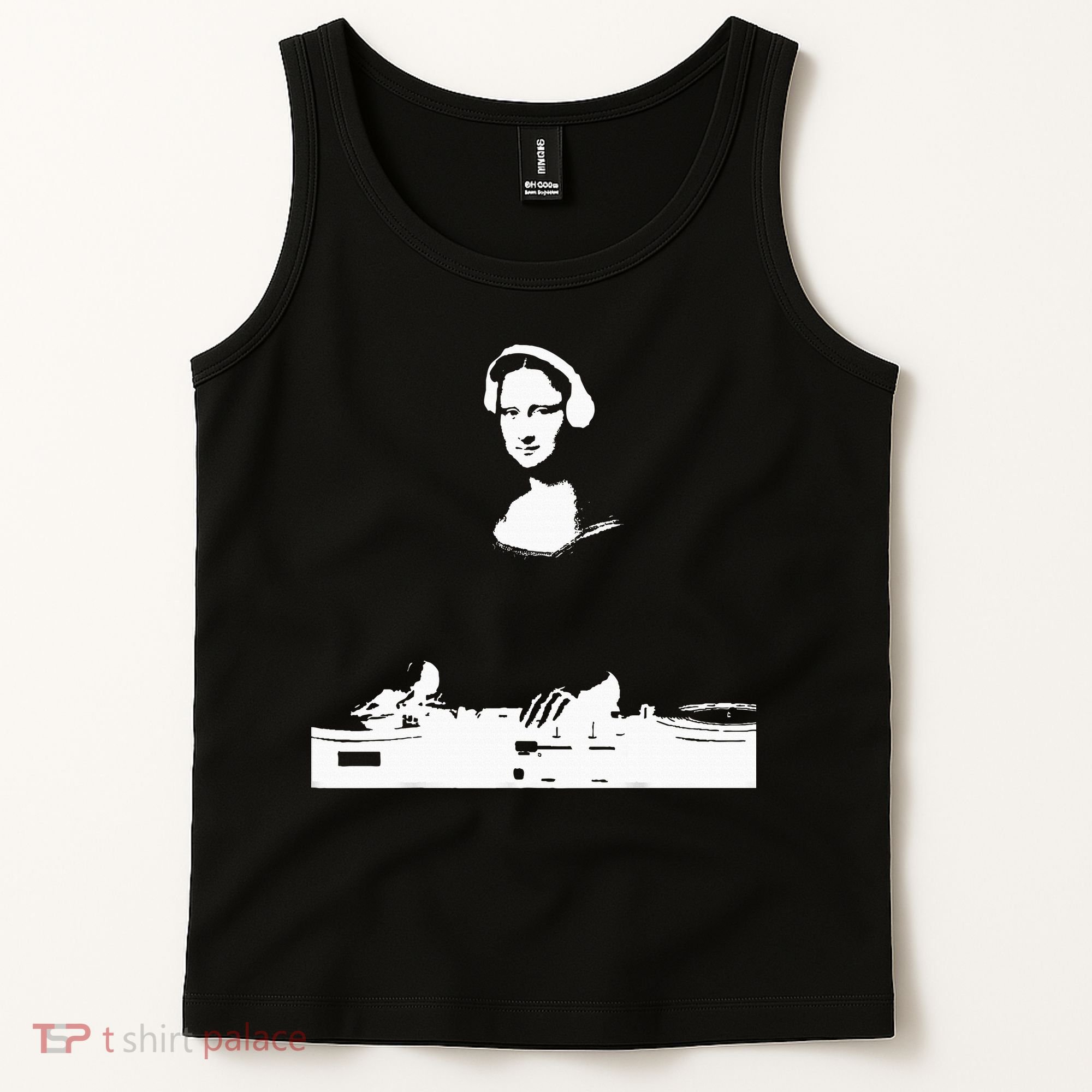 Mona Lisa Dj Art Funny Edm Techno Rave Music Tank Top
