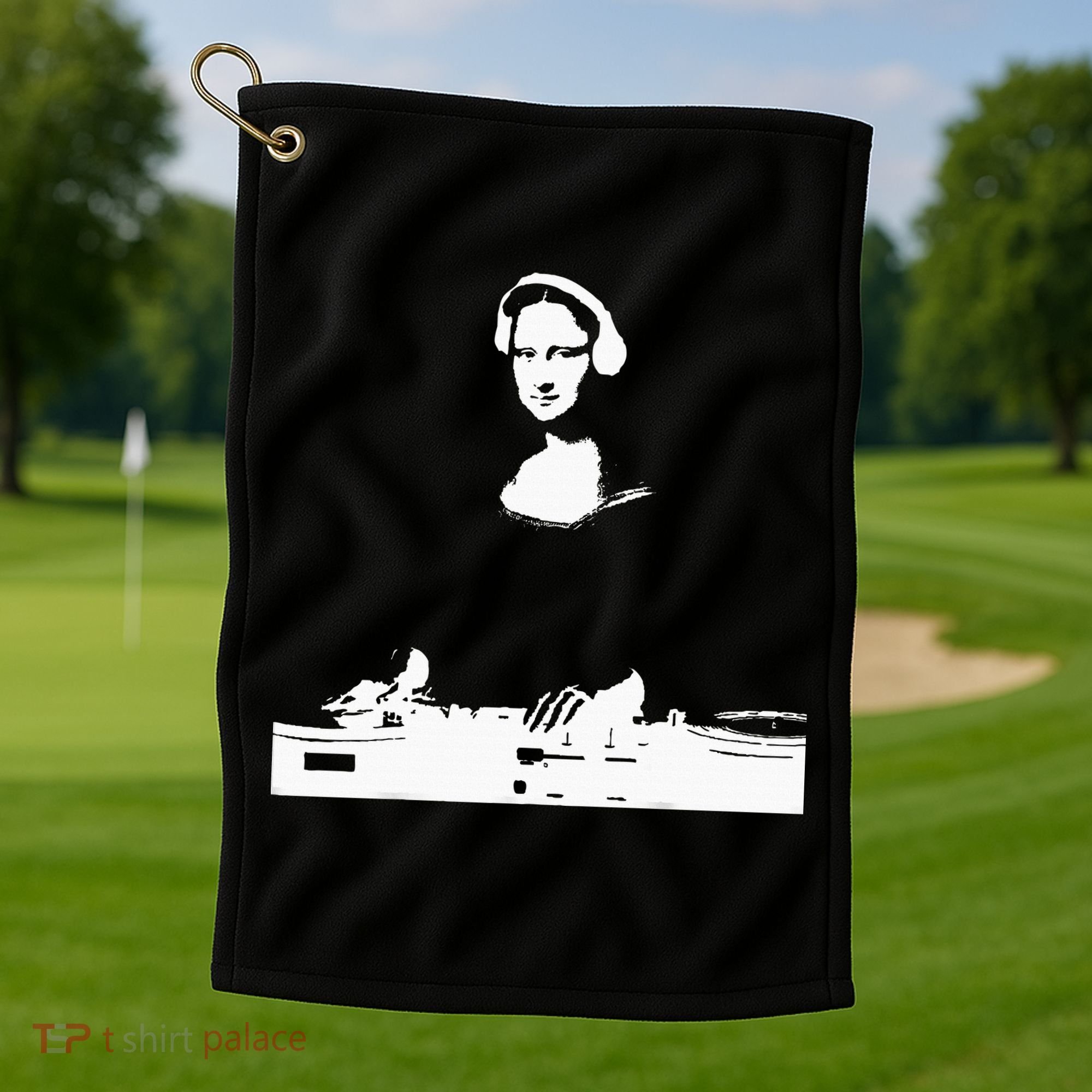 Mona Lisa Dj Art Funny Edm Techno Rave Music Golf Towel