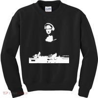 Mona Lisa Dj Art Funny Edm Techno Rave Music Kids Sweatshirt thumb 0