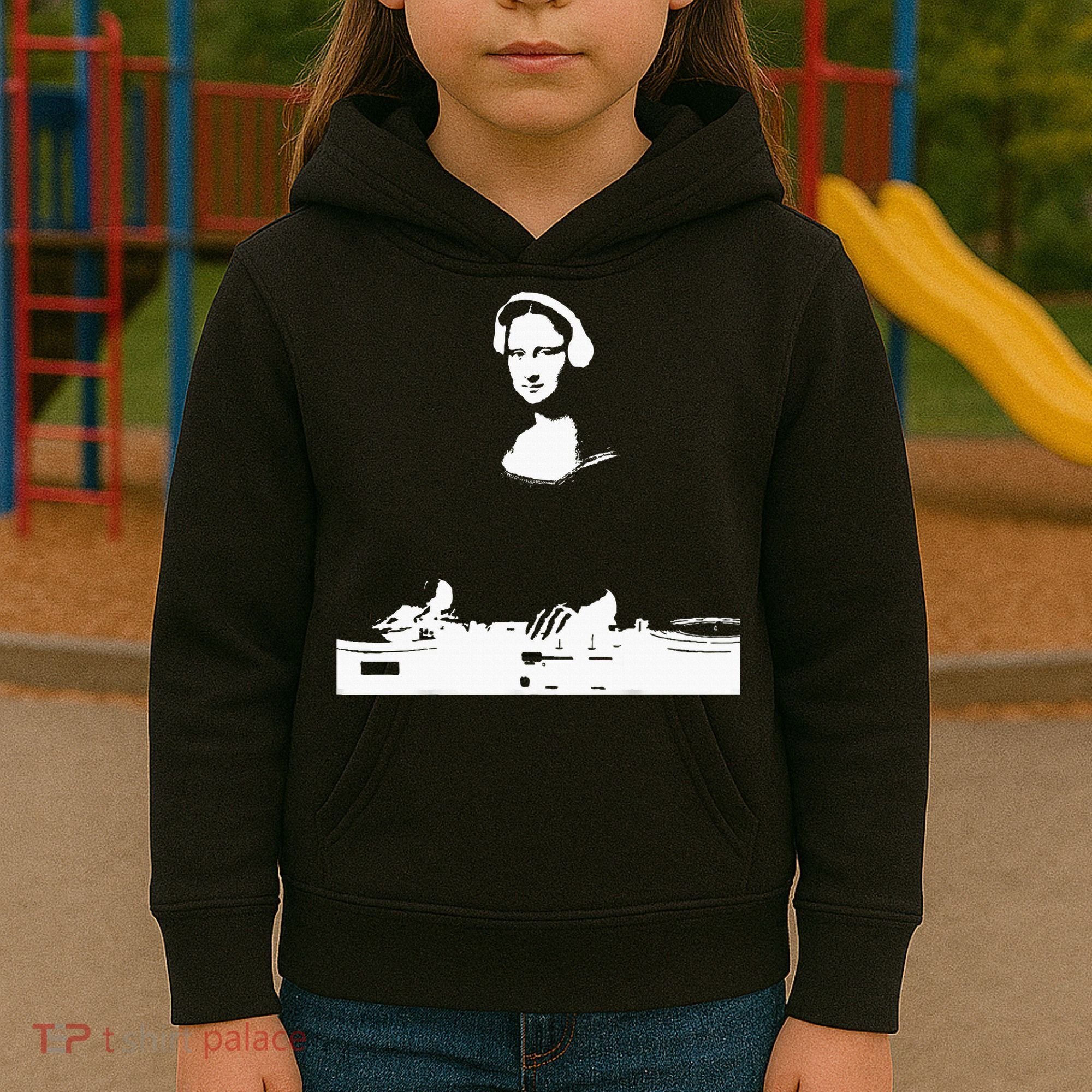 Mona Lisa Dj Art Funny Edm Techno Rave Music Kids Hoodie