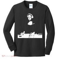 Mona Lisa Dj Art Funny Edm Techno Rave Music Kids Long Sleeve Shirt thumb 0