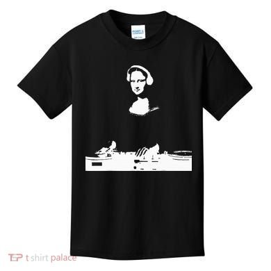 Mona Lisa Dj Art Funny Edm Techno Rave Music Kids T-Shirt