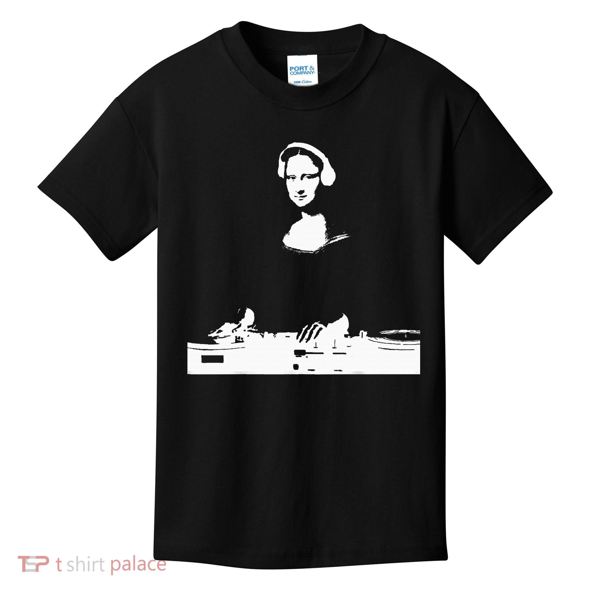 Mona Lisa Dj Art Funny Edm Techno Rave Music Kids T-Shirt