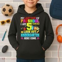 My Last Day Of Preschool Graduation Kindergarten Here I Come Kids Hoodie thumb 2