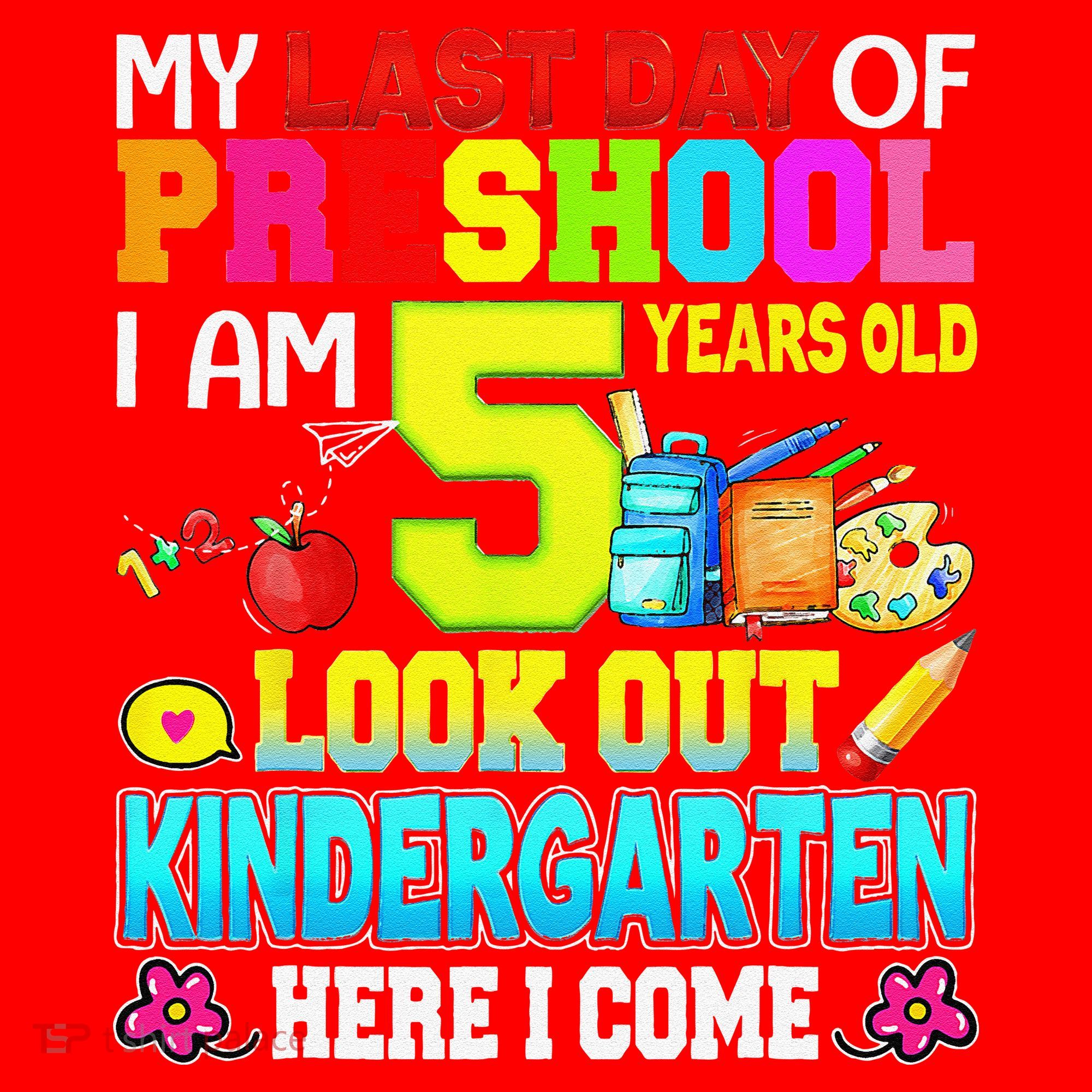 My Last Day Of Preschool Graduation Kindergarten Here I Come Santa Hat