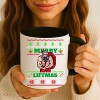 Merry Liftmas Funny Lifting Weights Jacked Santa Claus Ugly Christmas Coffee Mug thumb 3
