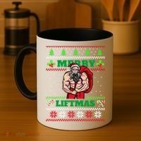 Merry Liftmas Funny Lifting Weights Jacked Santa Claus Ugly Christmas Coffee Mug thumb 4