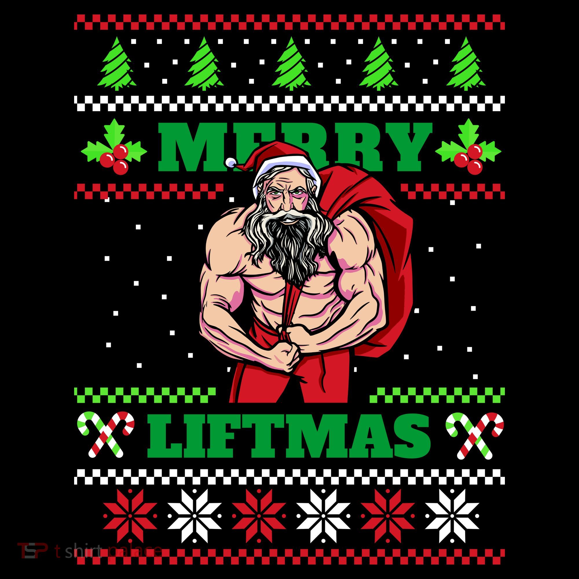 Merry Liftmas Funny Lifting Weights Jacked Santa Claus Ugly Christmas Coffee Mug