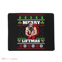 Merry Liftmas Funny Lifting Weights Jacked Santa Claus Ugly Christmas Mousepad thumb 0