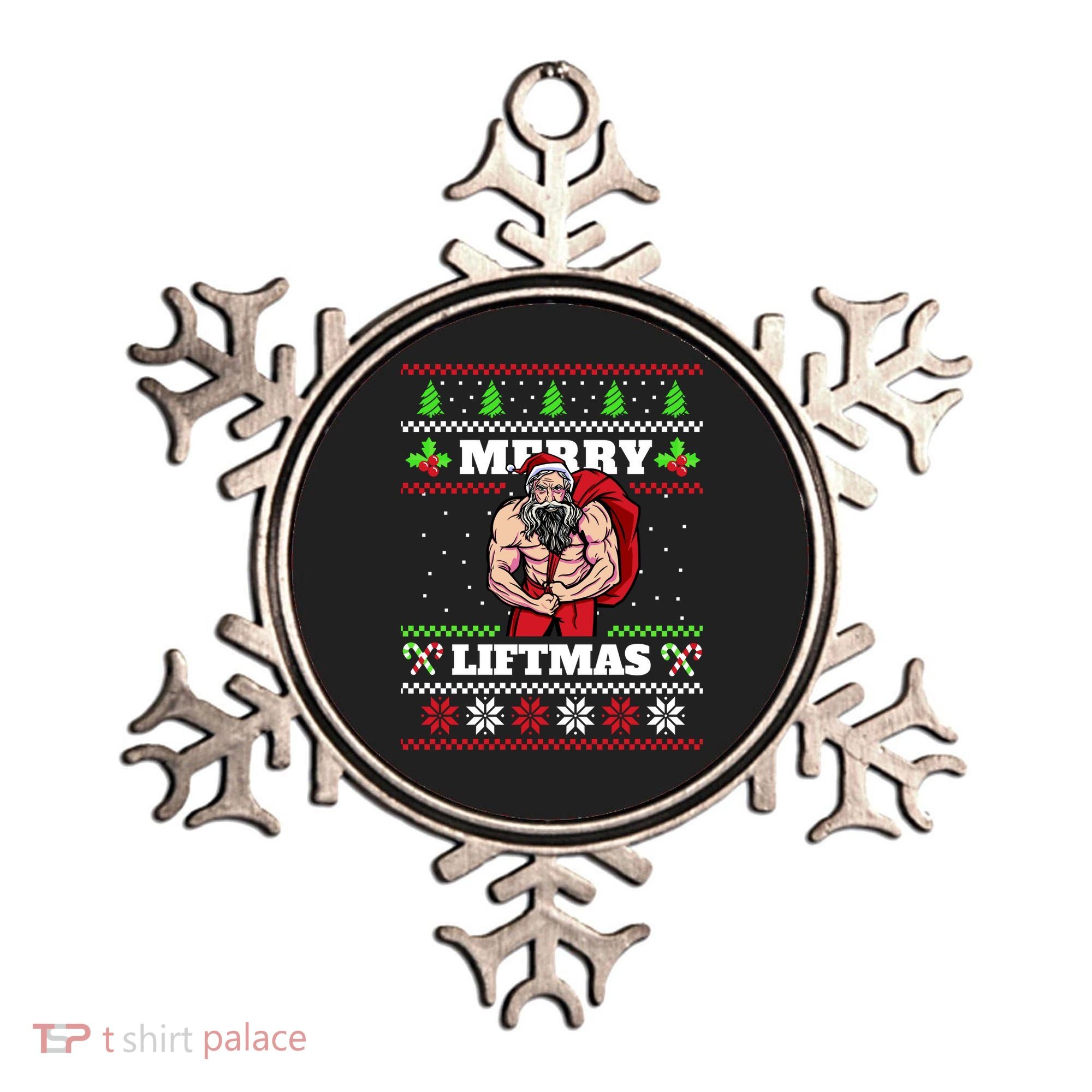 Merry Liftmas Funny Lifting Weights Jacked Santa Claus Ugly Christmas Ornament