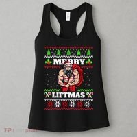 Merry Liftmas Funny Lifting Weights Jacked Santa Claus Ugly Christmas Women's Tank Top thumb 3