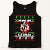 Merry Liftmas Funny Lifting Weights Jacked Santa Claus Ugly Christmas Tank Top thumb 2
