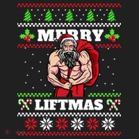 Merry Liftmas Funny Lifting Weights Jacked Santa Claus Ugly Christmas Golf Towel thumb 3