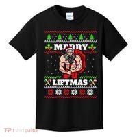 Merry Liftmas Funny Lifting Weights Jacked Santa Claus Ugly Christmas Kids T-Shirt thumb 0