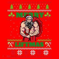 Merry Liftmas Funny Lifting Weights Jacked Santa Claus Ugly Christmas Santa Hat thumb 1