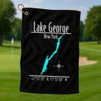 Modern Lake George New York Golf Towel thumb 1