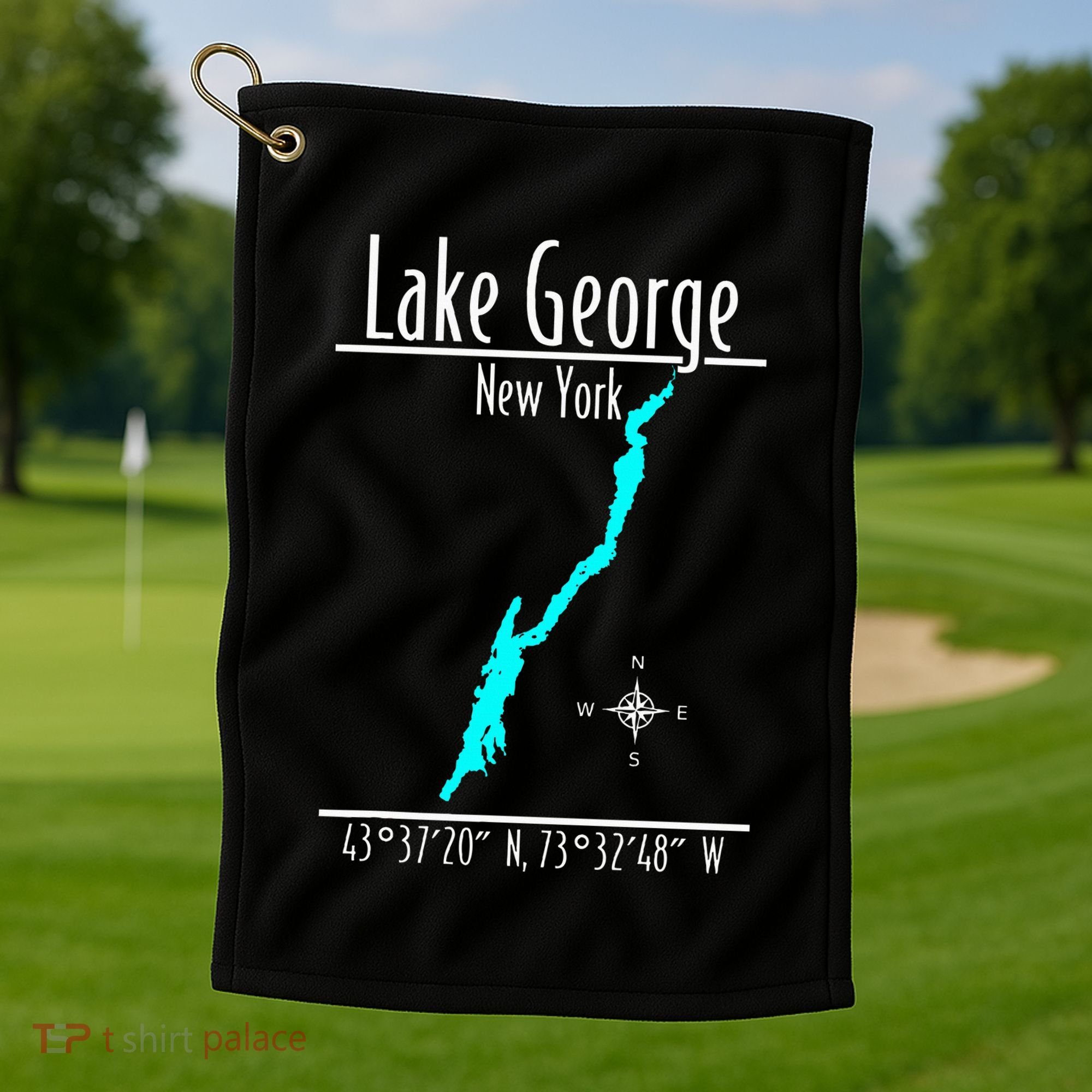 Modern Lake George New York Golf Towel