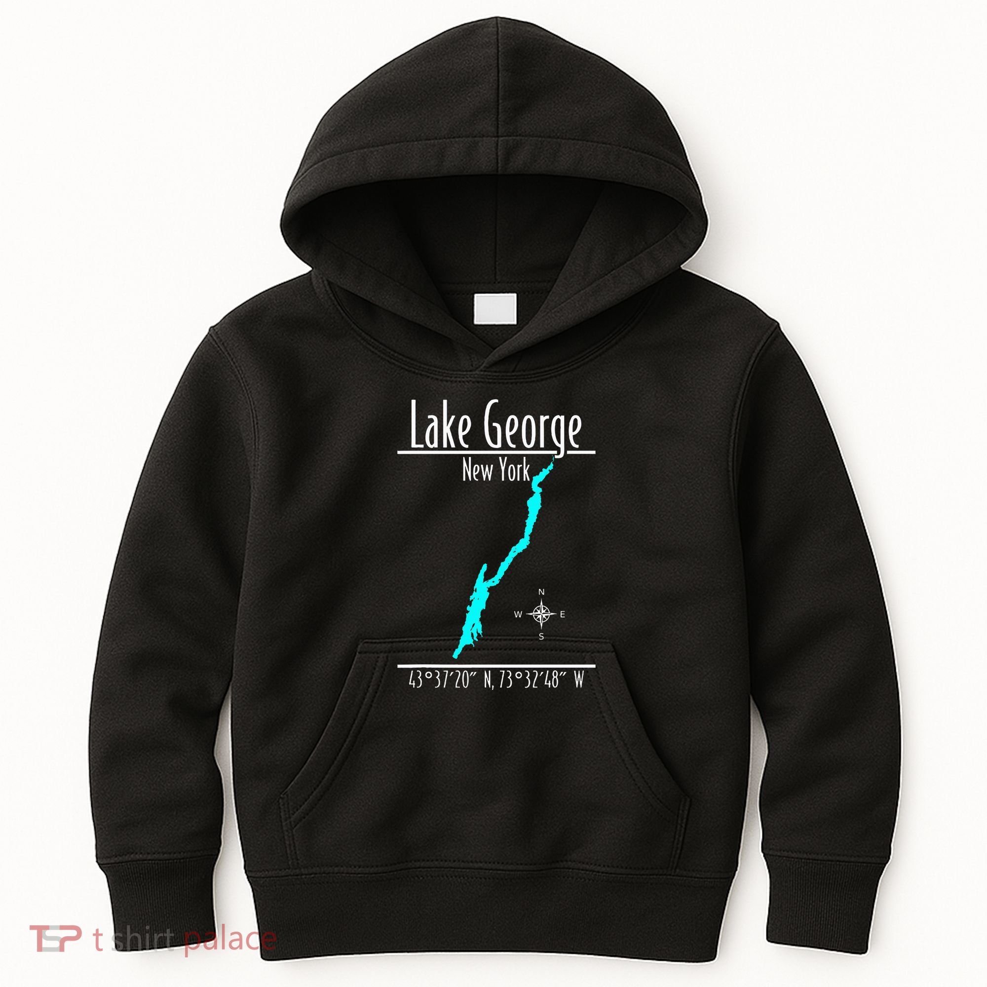 Modern Lake George New York Kids Hoodie