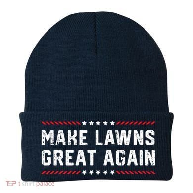 Make Lawns Great Again Lawn Mowing Dad American Flag Beanie