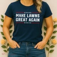 Make Lawns Great Again Lawn Mowing Dad American Flag Women's T-Shirt thumb 2