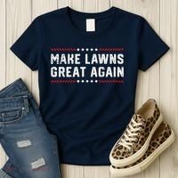 Make Lawns Great Again Lawn Mowing Dad American Flag Women's T-Shirt thumb 3