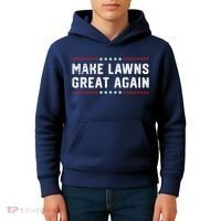 Make Lawns Great Again Lawn Mowing Dad American Flag Kids Hoodie thumb 4