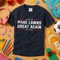 Make Lawns Great Again Lawn Mowing Dad American Flag Kids T-Shirt thumb 3