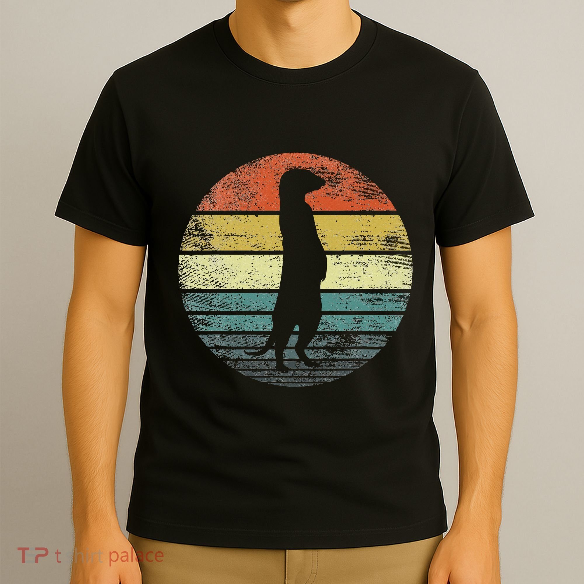 Meerkat Lover Gift Funny Retro Vintage Zoo Animal Silhouette T-Shirt