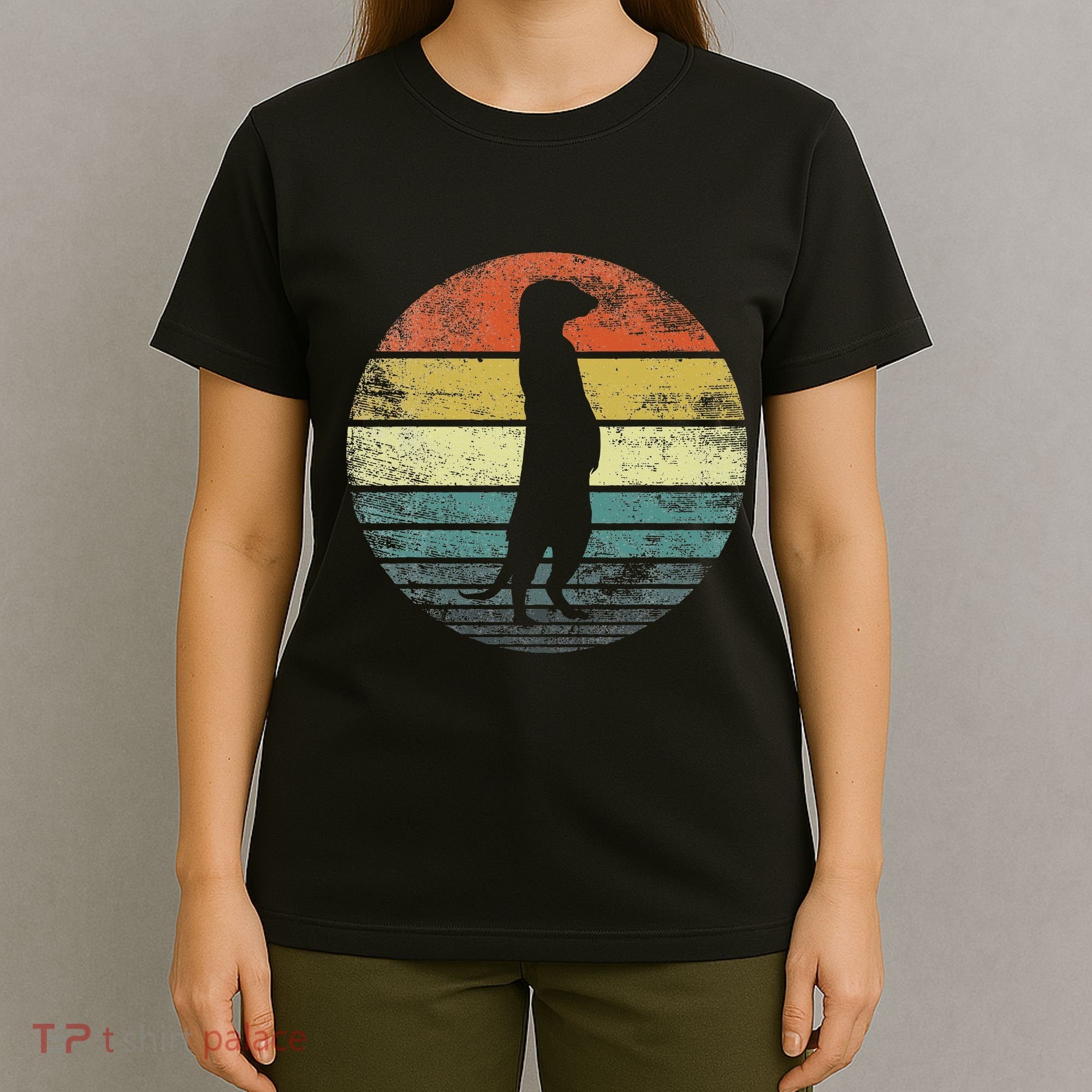 Meerkat Lover Gift Funny Retro Vintage Zoo Animal Silhouette T-Shirt