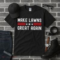 Make Lawns Great Again Funny Lawn Mower Dad Gardener Tall T-Shirt thumb 3