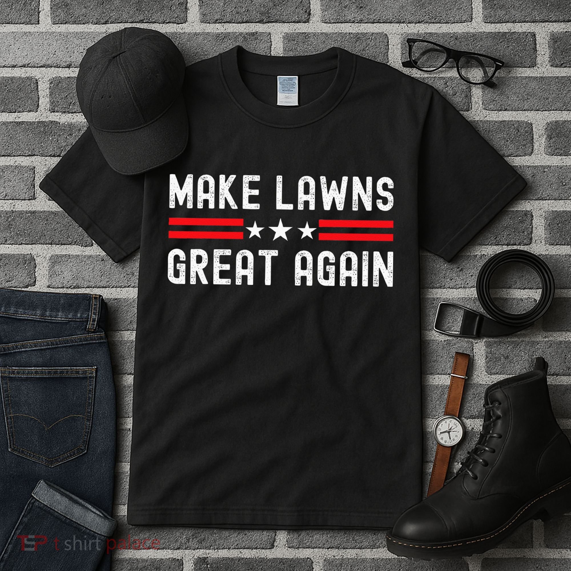 Make Lawns Great Again Funny Lawn Mower Dad Gardener Tall T-Shirt
