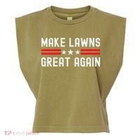 Make Lawns Great Again Funny Lawn Mower Dad Gardener Garment-Dyed Women's Muscle Tee thumb 0