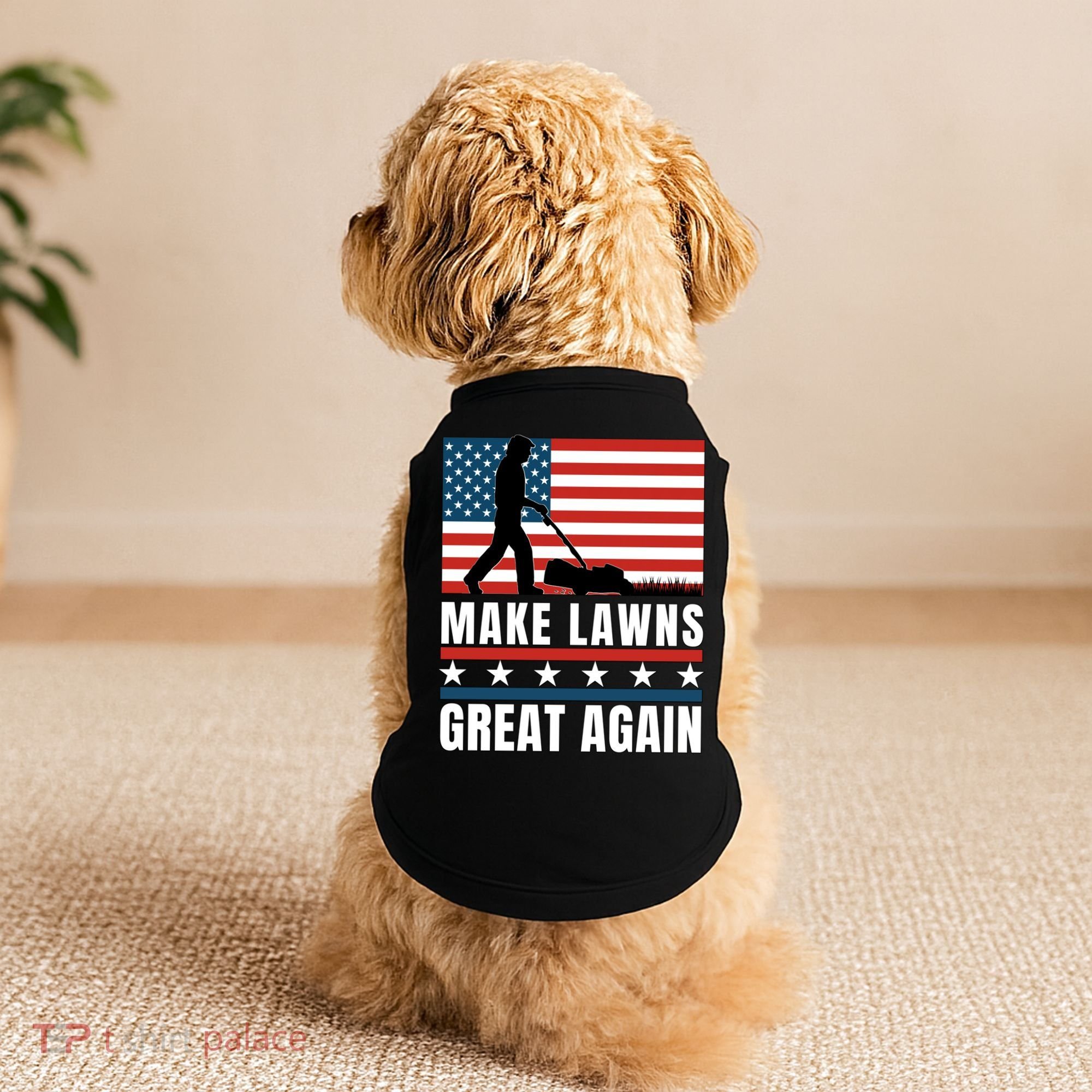 Make Lawns Great Again Funny Lawn Mower Patriotic Usa Flag Gift Doggie Tank