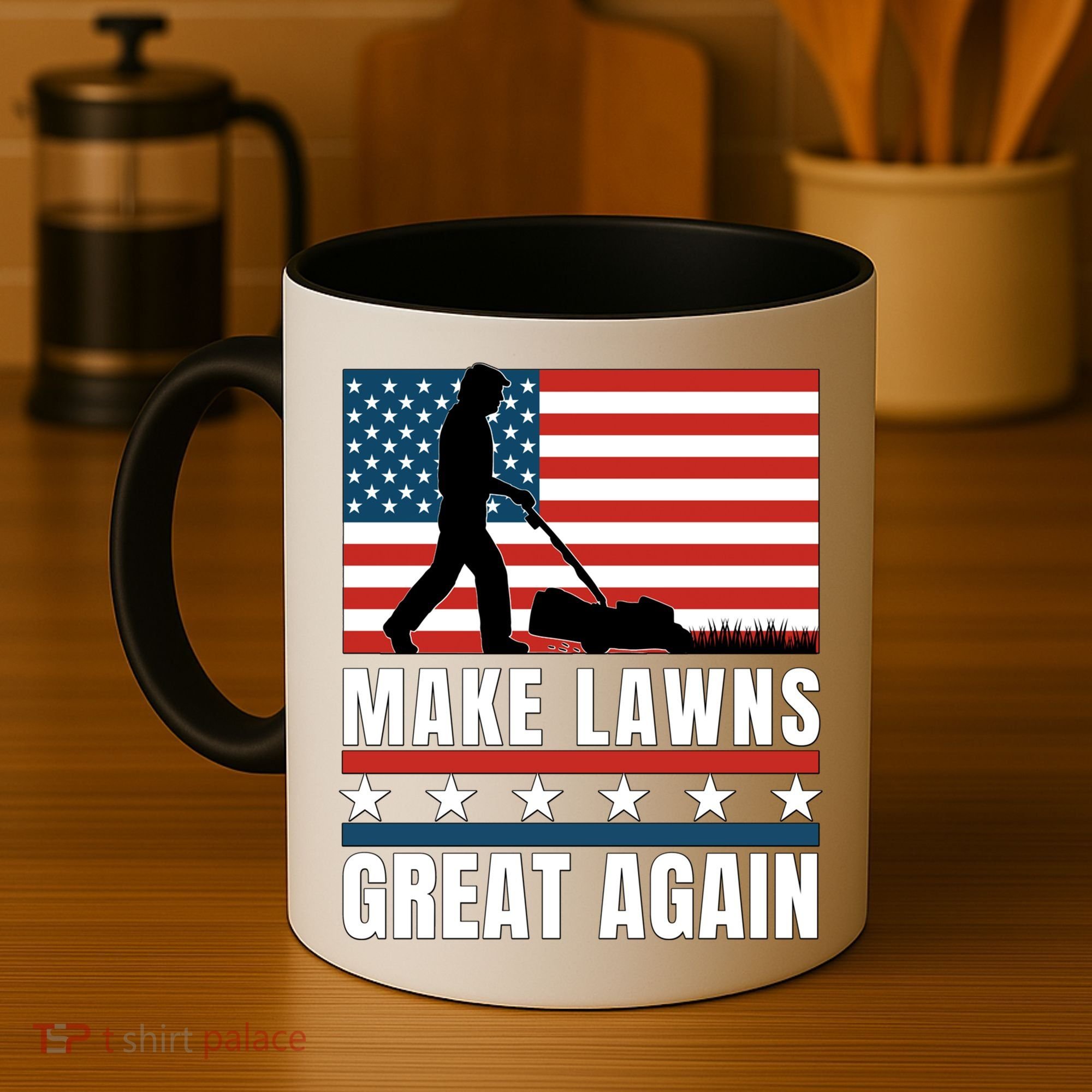 Make Lawns Great Again Funny Lawn Mower Patriotic Usa Flag Gift Coffee Mug