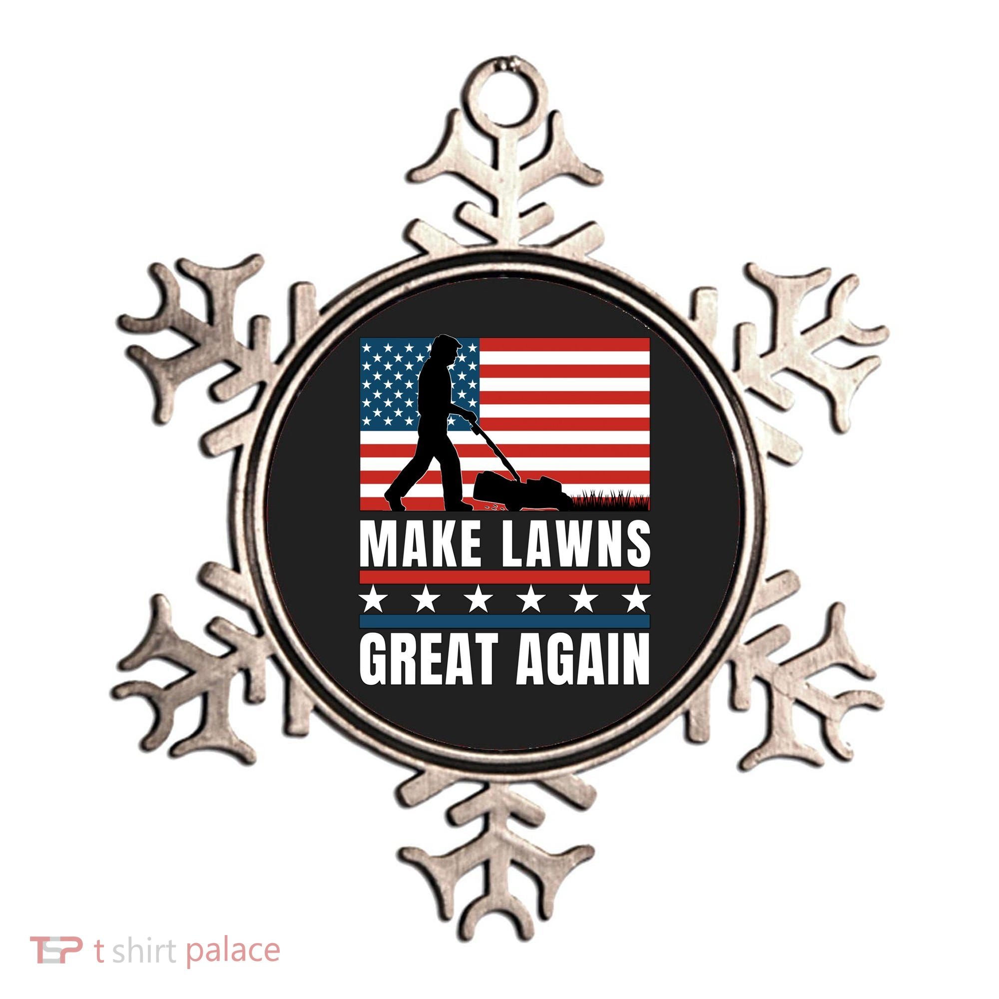 Make Lawns Great Again Funny Lawn Mower Patriotic Usa Flag Gift Ornament