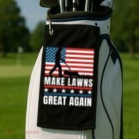 Make Lawns Great Again Funny Lawn Mower Patriotic Usa Flag Gift Golf Towel thumb 2