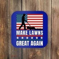 Make Lawns Great Again Funny Lawn Mower Patriotic Usa Flag Gift Coaster thumb 0
