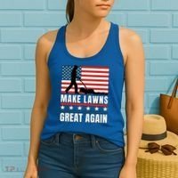 Make Lawns Great Again Funny Lawn Mower Patriotic Usa Flag Gift Women's Tank Top thumb 2