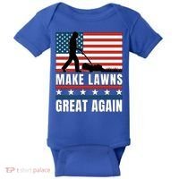 Make Lawns Great Again Funny Lawn Mower Patriotic Usa Flag Gift Baby Bodysuit thumb 0