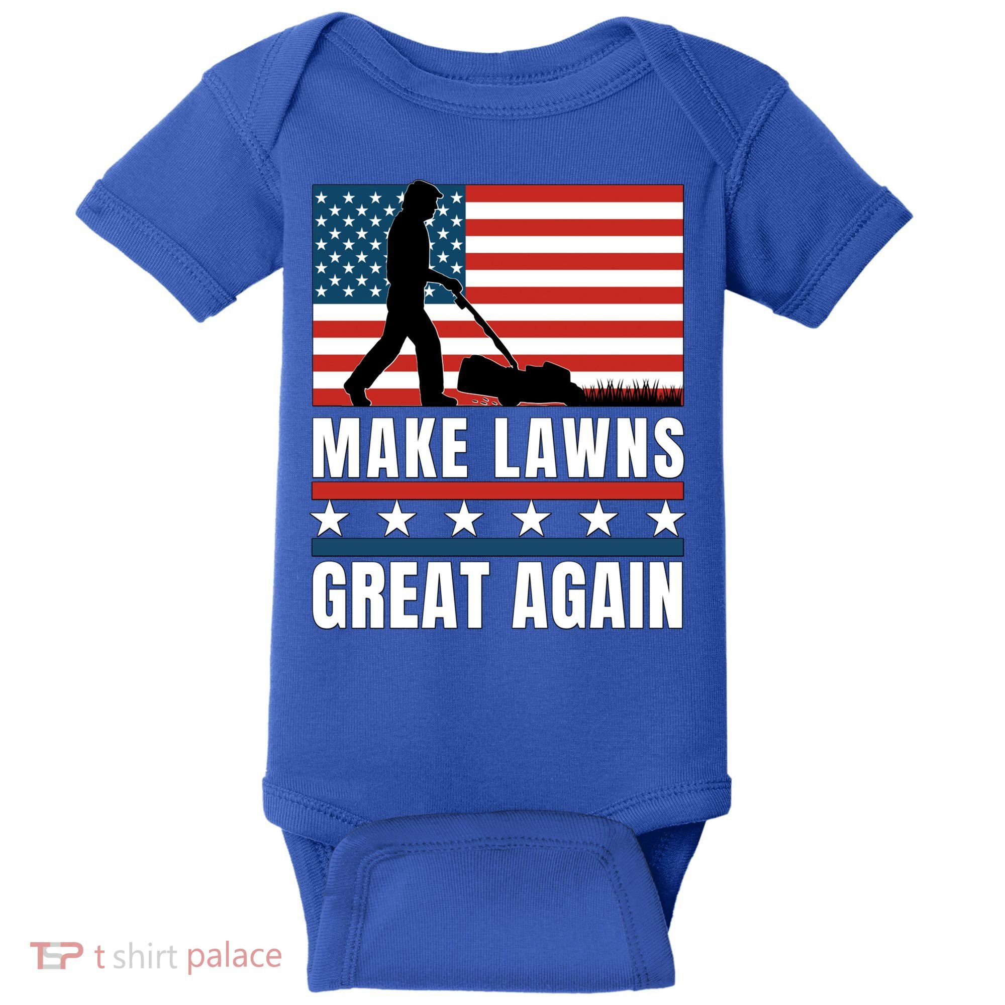 Make Lawns Great Again Funny Lawn Mower Patriotic Usa Flag Gift Baby Bodysuit