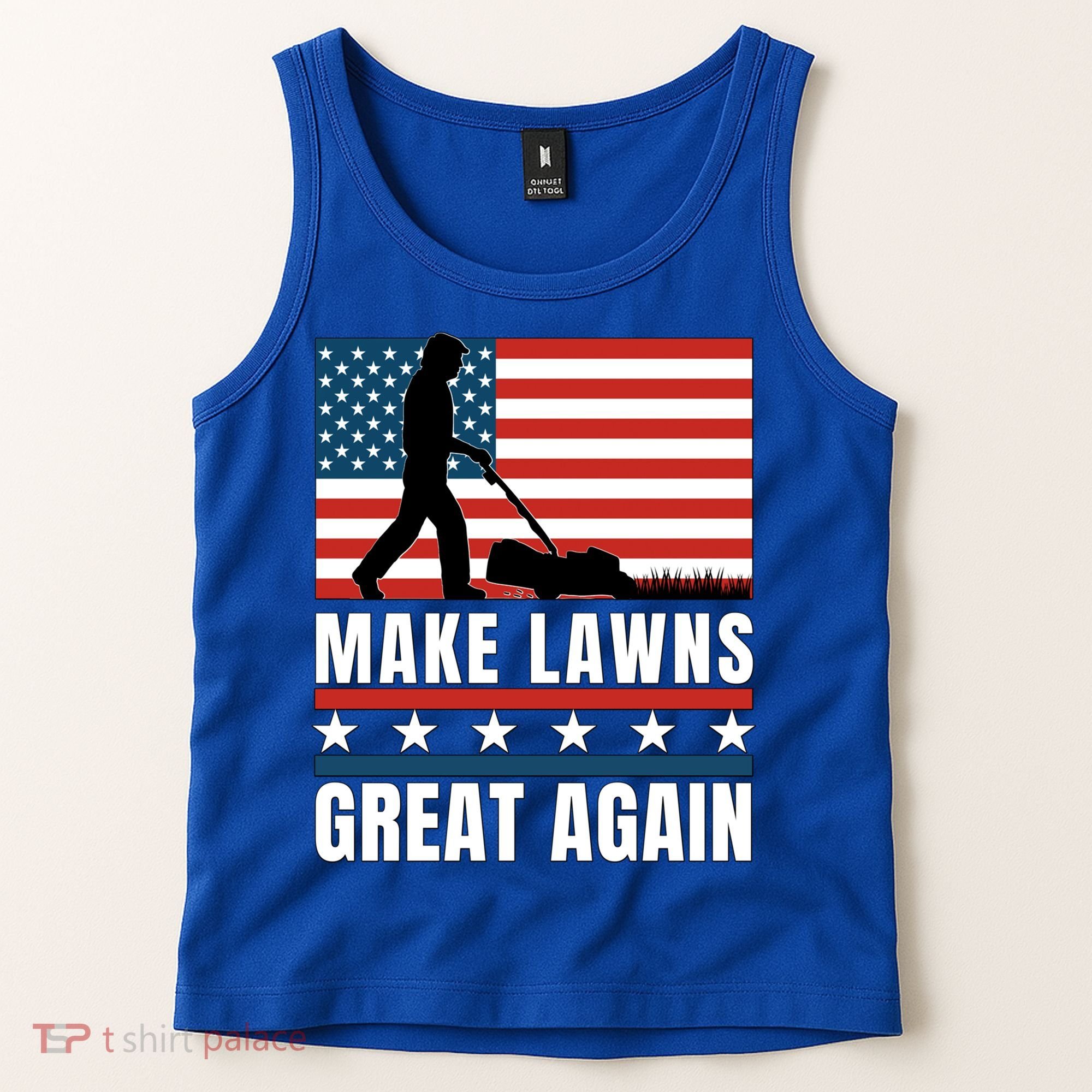 Make Lawns Great Again Funny Lawn Mower Patriotic Usa Flag Gift Tank Top