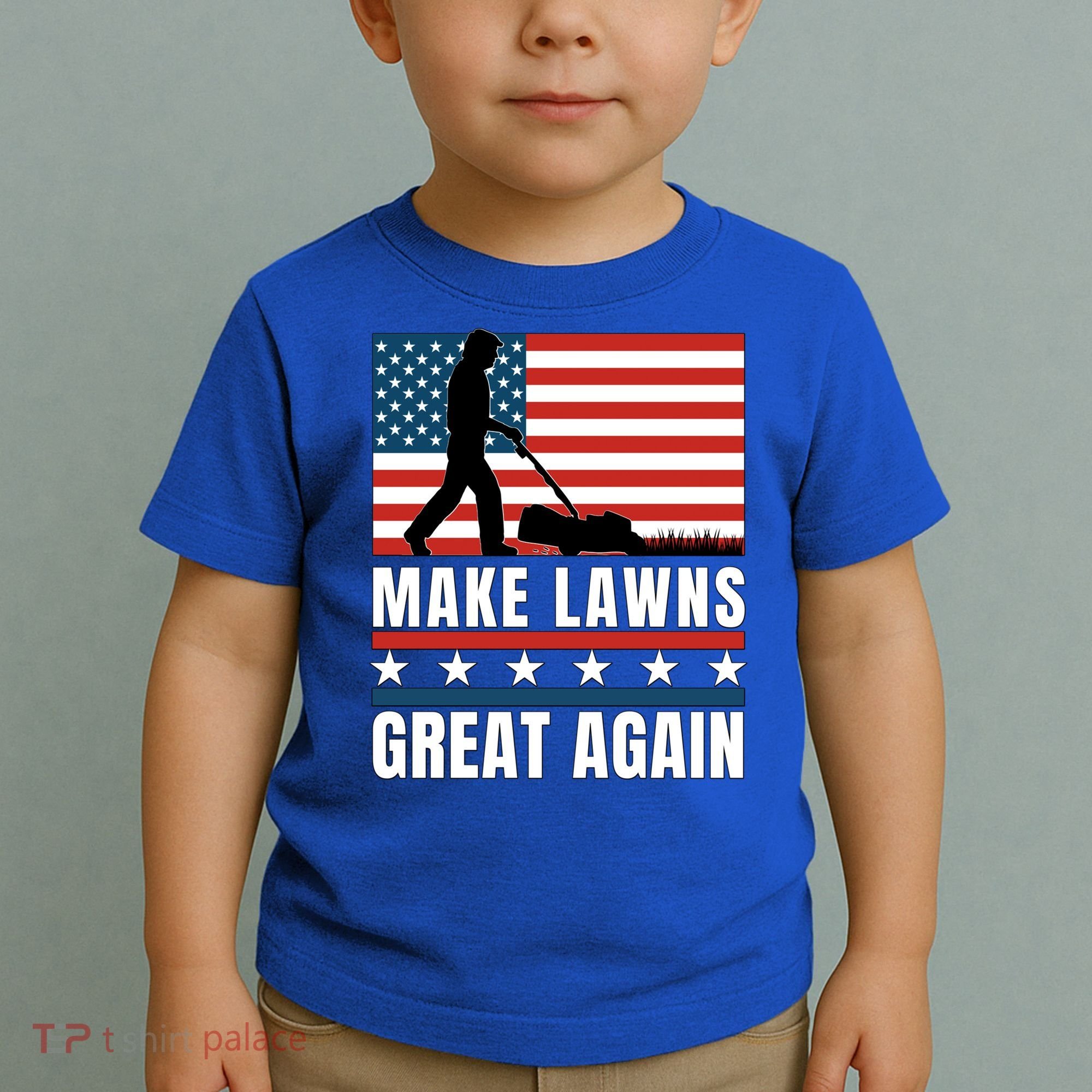 Make Lawns Great Again Funny Lawn Mower Patriotic Usa Flag Gift Toddler T-Shirt