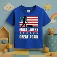 Make Lawns Great Again Funny Lawn Mower Patriotic Usa Flag Gift Toddler T-Shirt thumb 3