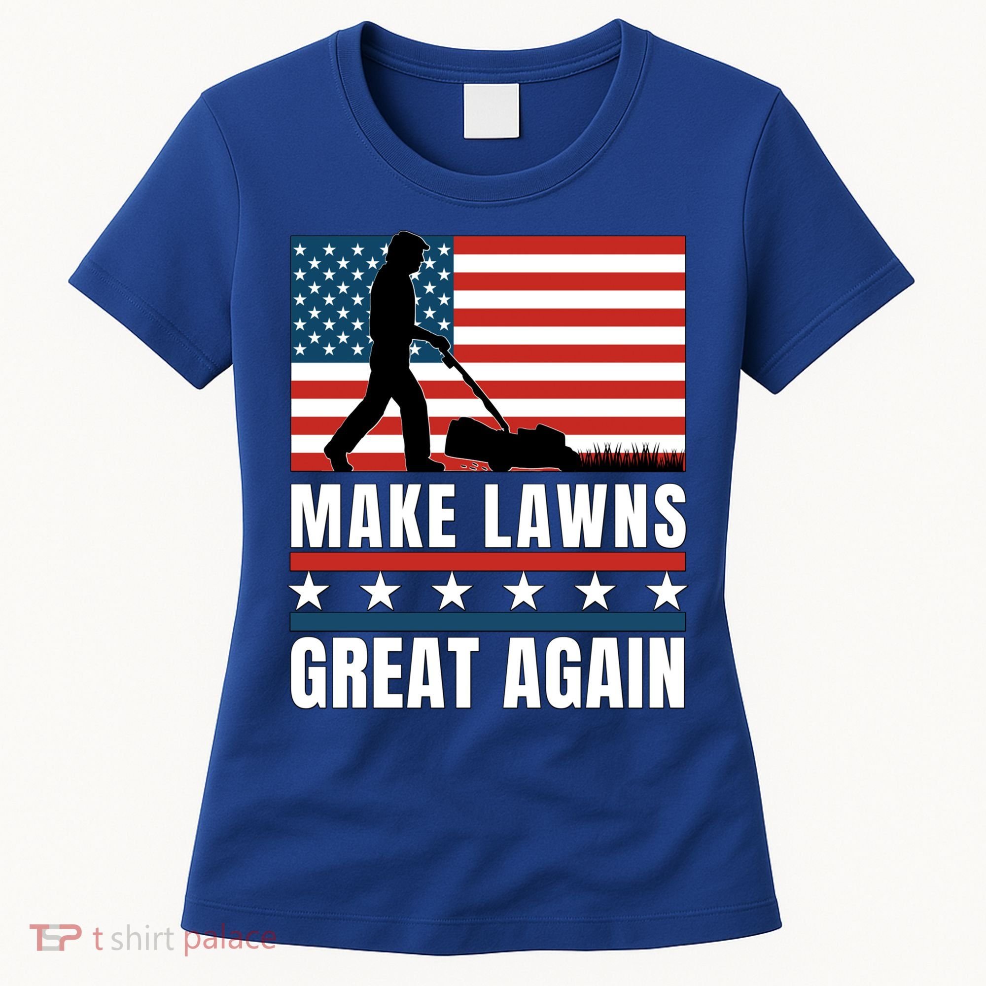 Make Lawns Great Again Funny Lawn Mower Patriotic Usa Flag Gift Women's T-Shirt