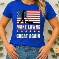 Make Lawns Great Again Funny Lawn Mower Patriotic Usa Flag Gift Women's T-Shirt thumb 2